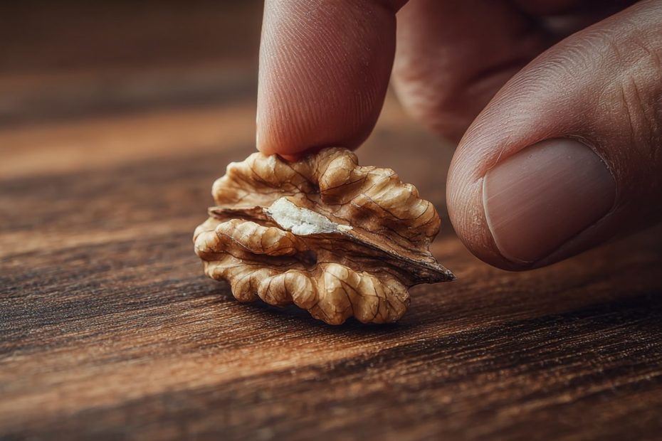 Markus von Monteam repariert Kratzer im Holz mit einer Walnuss