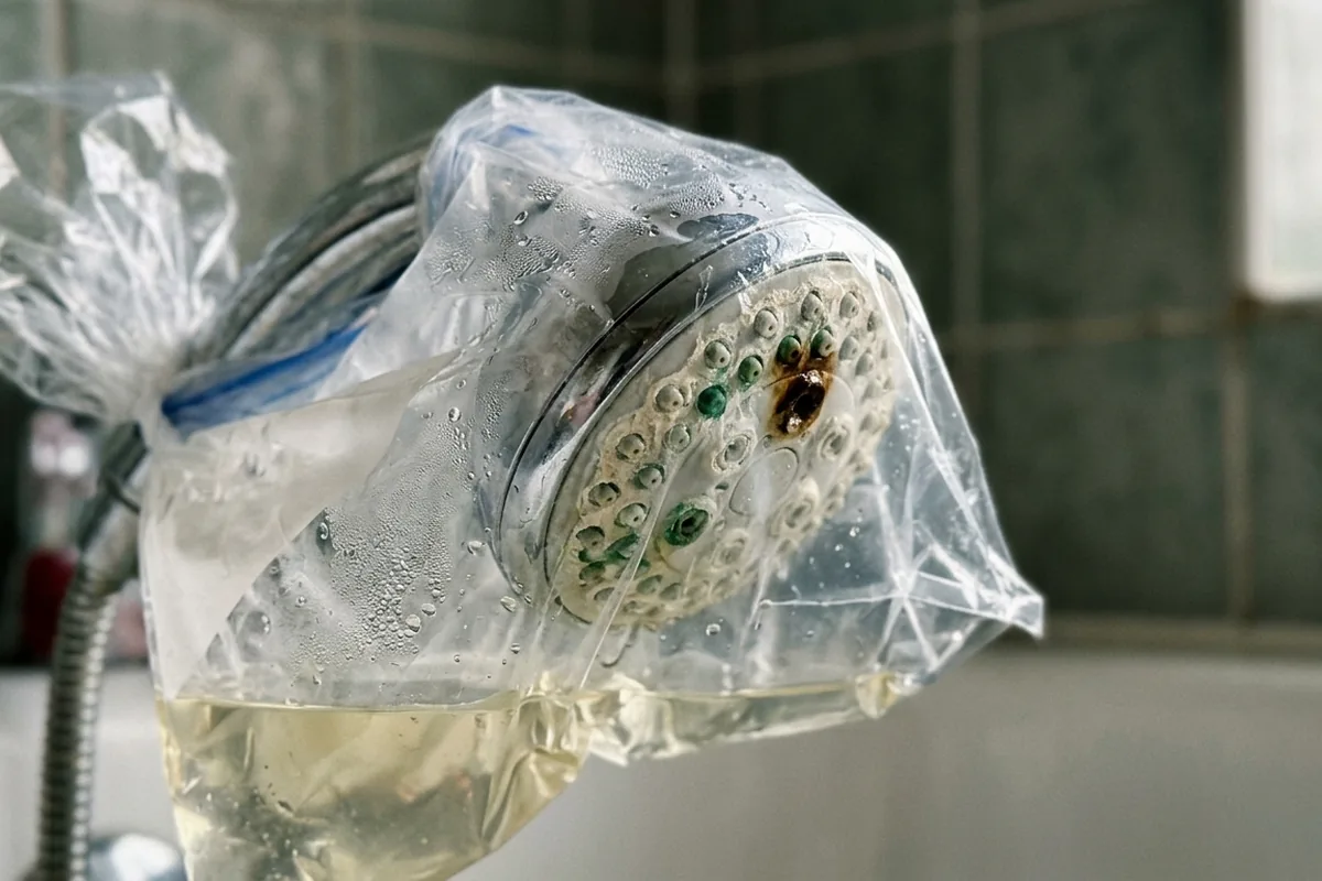 Duschkopf entkalken in einer Stunde: die einfache Gefrierbeutel-Methode